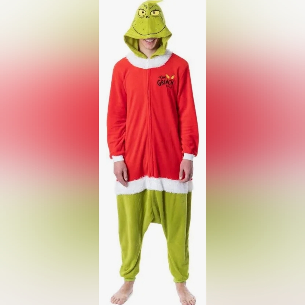 Grinch footless onesie costume